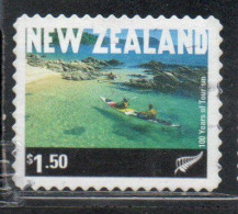 NEW ZEALAND NUOVA ZELANDA 2001 100 YEARS OF TOURISM GOVERNMENT TOURIST OFFICE KAYAKERS IN ABEL TASMAN PARK 1.50$ USED - Used Stamps