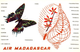 Papillon - L'Urania Ripheus - Cpa Pub Publicité AIR MADAGASCAR - Aviation - Buterfly - Schmetterlinge