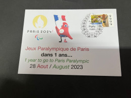 29-8-2023 (3 T 33) Jeux Paralympique De Paris - 1 Year To Go Today - 1 Ans Avant Ce Jour... (Open 28 August 2024) - Eté 2024 : Paris