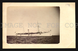 USS UNIDENTIFIED Battleship Military Spanish-Amer War Real Photo Albumen C1902 - Collezioni E Lotti