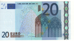 20 EURO  "U"   FRANCIA    Firma Trichet   L 074 A4   Ch. 72   /  FDS - UNC - 20 Euro