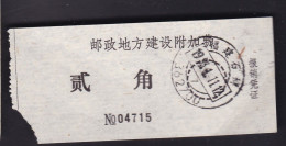CHINA CHINE CINA Fujian ADDED CHARGE LABEL (ACL) 0.20 YUAN - Sonstige & Ohne Zuordnung