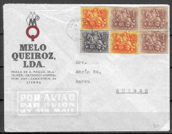 PUBLICITY 1953 PORTUGAL MELO QUEIROZ LDA  ENVELOPE COVER AIRMAIL TO AARAU  ZUERICH  SUISSA SUISSE SWITZERLAND  - Covers & Documents