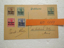 ENTIER POSTAL ALLEMAND SURCHARGE BELGIEN ET COMPLEMENT DE TIMBRES.OCCUPATION ALLEMANDE..CP11 - Deutsche Besatzung