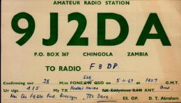 CARTE QSL.. 9J2DA  ZAMBIA  1969 - Radio