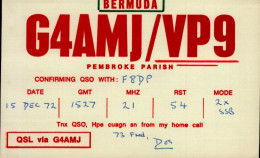 CARTE QSL..  BERMUDA...G4AMJ/VP9  1972  DOS VIERGE - Radio