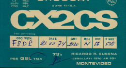 CARTE QSL..  URUGUAY...CX2CS  1974  DOS VIERGE - Radio