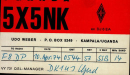 CARTE QSL..UGANDA..5X5NK 1974 - Radio