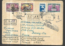 RUSSIE - URSS -  TOMSK  12 10  1958 LETTRE RECOMMANDEE Par AVION Pour Port - Issol - Cartas & Documentos