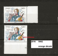 Variété De 2016 Neuf** Y&T N° 5062 Orange Décalé - Unused Stamps