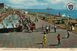 CARTOLINA  BRIGHTON,SUSSEX,INGHILTERRA,REGNO UNITO-PADDLING POOL AND BEACH-NON VIAGGIATA - Brighton