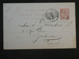 BZ17 FRANCE BELLE  CARTE ENTIER  1903 BORDEAUX   +MOUCHON 10C +AFF. INTERESSANT - Sonstige & Ohne Zuordnung