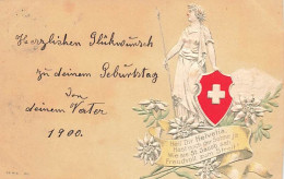 Heil Dit Helvetia ! St. Jacob  Gaufrée Edelweiss Partiotisch Schweizer Flagge 1900 Patriotique Drapeau Suisse - Au