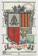 ANDORRE 80C BLASON CARTE MAXIMUM ANDORRE LA VIEILLE 19.6.1945 - Maximum Cards