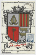 ANDORRE 40C BLASON CARTE MAXIMUM ANDORRE LA VIEILLE 19.6.1945 - Maximum Cards
