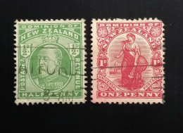 Nouvelle Zélande 1909 King Edward VII & Definitives – Zealandia  ½P  & 1P Used - Usati