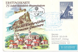 0410x: Österreich 1961 Spendenbeleg Hermann Gmeiner SOS- Kinderdorf Sonnblick- Observatorium Rauris - Climat & Météorologie