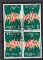 Europa 72 - Andorre Espagnol - Yvert 64  Oblitéré - Bloc De 4 - Valeur 360 Euros - Used Stamps