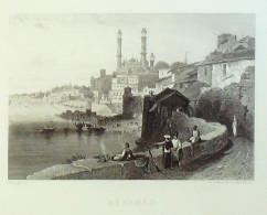 Inde Bénarès Panorama De La Ville 1856 - Estampes & Gravures