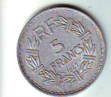 PIECE 5 FRANCS 1947 LAVRILLIER En Alluminium - Belle Pièce - 5 Francs