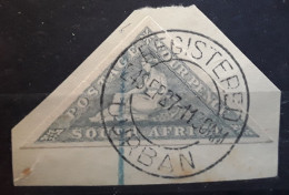 SOUTH AFRICA 1926, Yvert No 22 , Four Pence Gris Non Dentele Obl REGISTERED DURBAN On Piece,  TB - Used Stamps