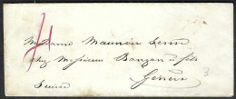 SUISSE Préphilatélie 1848: LSC De Genève Intra Muros, Taxée 4 Centimes - ...-1845 Precursores
