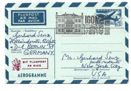0415i: Aerogramm ANK 13c (30.- €) Wien- New York 3.7.1970 Werbestempel Bad Ischl - Buste