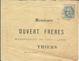 FRANCE LETTRE PREIMPRIMEE 3x5c ALBERTVILLE ( SAVOIE ) POUR THIERS ( PUY DE DOME ) DE 1903 LETTRE COVER - 1900-29 Blanc