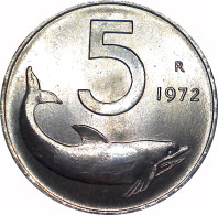 REPUBBLICA ITALIANA 5 Lire Delfino 1972 FDC  - 5 Liras