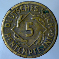 REPUBBLICA DI WEIMAR 5 Rentenpfennig 1924 A MB QBB  - 5 Rentenpfennig & 5 Reichspfennig