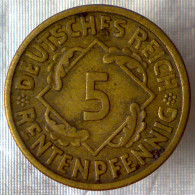 REPUBBLICA DI WEIMAR 5 Rentenpfennig 1924 J BB+  - 5 Rentenpfennig & 5 Reichspfennig