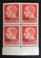 1941 - Italia - Occupazione Isole Jonie - Cent 20 - Quartina - Nuovi - Îles Ioniennes