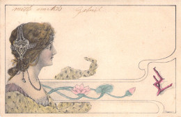 ILLUSTRATEUR - Portrait De Femme Avec Un Bijoux De Tete - Style Art Déco - Carte Postale Ancienne - Andere & Zonder Classificatie