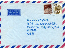 69404 - Bund - 1974 - 100Pfg Unfall MiF A LpBf MEERBUSCH -> Bloomington, IL (USA) - Lettres & Documents