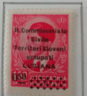 Jugoslavia 1941-45 Lubiana Soprastampato "R. Commissariato Civile Territori Sloveni Occupati" MH - Lubiana