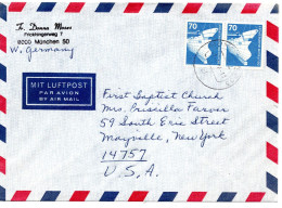 69417 - Bund - 1984 - 2@70Pfg I&T A LpBf MUENCHEN -> Mayville, NY (USA) - Lettres & Documents