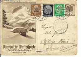 Esperanto-Karte Winterspiele 1936 Garmisch-Partenkirchen, Stempel Breslau, Gelaufen Nach Dänemark - Esperanto