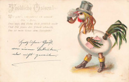 Fröhliche Ostern 1900 Ei Zu Küken Raucht Eine Pfeife - Animales Vestidos