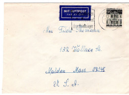 69419 - Berlin - 1966 - 90Pfg Gr.Bauten EF A LpBf BERLIN - ... -> Malden, MA (USA) - Storia Postale