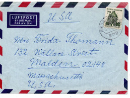 69423 - Bund - 1967 - 70Pfg Kl.Bauten EF A LpBf BIENENBUETTEL -> Malden, MA (USA) - Brieven En Documenten