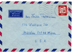 69430 - Bund - 1966 - 60Pfg Schiller EF A LpBf KOELN -> Malden, MA (USA) - Lettres & Documents