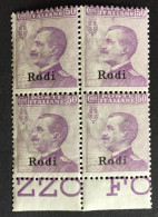 1917-22 - Italia Regno - Isole Dell' Egeo -  -Rodi  50 Cent - Quartina - Nuovi - Aegean (Rodi)