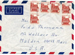 69431 - Bund - 1966 - 6@20Pfg Kl.Bauten (1 Mgl) A LpBf KOELN -> Malden, MA (USA) - Cartas & Documentos