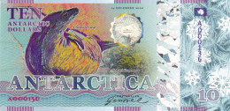 Antarctica 10 Dollars 14 Décembre 2020 Phoque Crabier  UNC  POLYMER  Emission Privée - Fiktive & Specimen