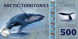 Territories Arctic 500 Polar Dollar 2017 UNC Polymer La Baleine à Bosses - Fictifs & Spécimens