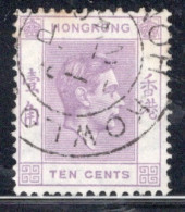 Hong Kong 1938 George VI A Single 10 Cent Stamp From The Definitive Set In Fine Used - Oblitérés