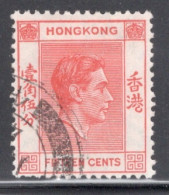 Hong Kong 1938 George VI A Single 15 Cent Stamp From The Definitive Set In Fine Used - Oblitérés