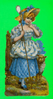 CHROMOS-DÉCOUPIS ENFANT - JEUNE FILLE BERGÈRE - LITTLE BO-PEEP No 146 C - DIMENSION 9 X 17 Cm - - Ragazzi