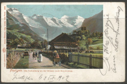 Carte P De 1902 ( Frutigen / Die Tellenburg Au Der Strasse Nach Kandersteg ) - Frutigen