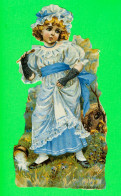 CHROMOS-DÉCOUPIS ENFANT - PETITE FILLE PEUR D'UNE ARAIGNÉE - LITTLE MISS MUFFETT - No 146 H - DIMENSION 9 X 17 Cm - - Infantes